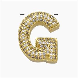 Copper Letter-G Pendant Pave Zirconia Gold Plated, approx 15-20mm