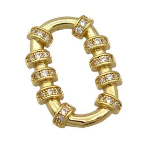 copper oval pendant pave zircon, gold plated, approx 13-19mm