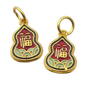 alloy pendant with enamel, gourd, gold plated, approx 11-14mm