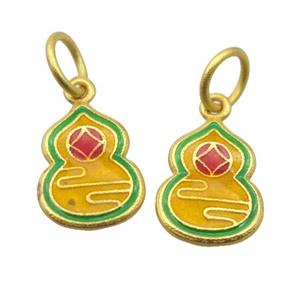 alloy pendant with enamel, gold plated, approx 11-13mm