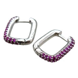 copper Latchback Earrings pave zircon, platinum plated, approx 20-30mm
