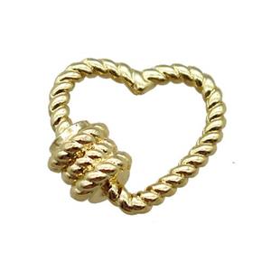 copper heart carabiner lock pendant, screw, gold plated, approx 16-18mm