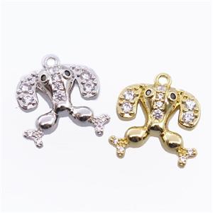 copper dog pendant pave zircon, mixed, approx 14-15mm
