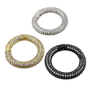 copper Carabiner Clasp paved zircon, circle, mixed, approx 27mm dia