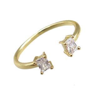 copper Rings pave zircon, adjustable, gold plated, approx 20mm dia