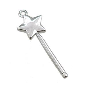 copper magicwand pendant, platinum plated, approx 9-25mm