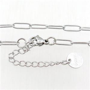 Stainless Steel necklace, platinum plated, approx 3x10mm, 40-45cm length