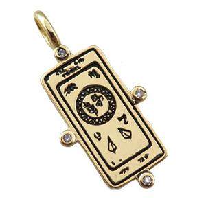 copper tarot card pendant, gold plated, approx 16-27mm