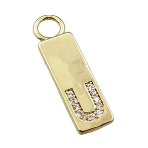 copper rectangle pendant pave zircon, gold plated, approx 7-20mm