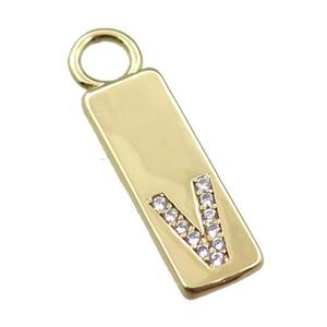 copper rectangle pendant pave zircon, gold plated, approx 7-20mm