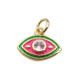 copper eye pendant, enameled, gold plated, approx 7-11mm