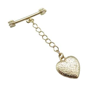 copper heart pendant, gold plated, approx 13mm, 24mm