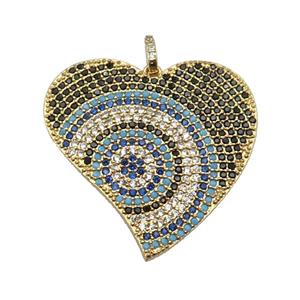 copper Heart pendant paved zircon, gold plated, approx 30mm