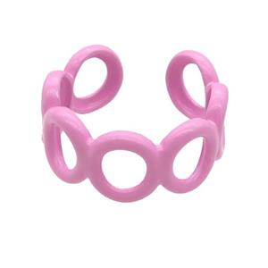 copper Ring with pink fire lacquered, approx 9mm, 17mm dia