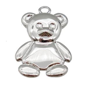 copper Bear pendant, platinum plated, approx 15-20mm