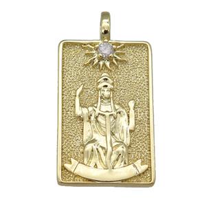 copper Tarot Card pendant, empress, gold plated, approx 15-24mm