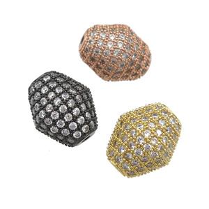 copper bicone Beads paved zircon, mixed, approx 12-14mm