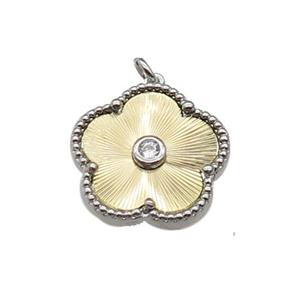 copper Flower pendant, gold plated, approx 18mm