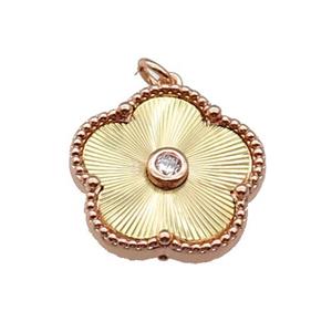 copper Flower pendant, gold plated, approx 18mm