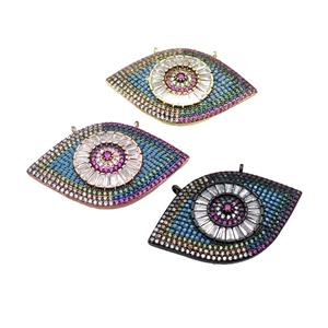 copper Eye pendant pave zircon, mixed, approx 25-40mm