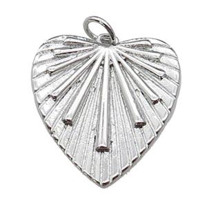 copper Heart pendant, platinum plated, approx 19-20mm