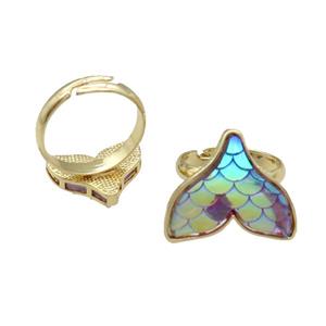 Copper Mermaid Tail Ring Resin Adjustable Gold Plated, approx 10-13.5mm, 18mm dia