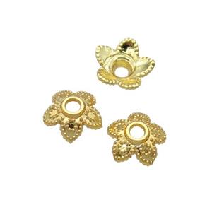 Alloy Bead Caps 18K Gold Plated, approx 7.5mm