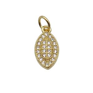 Copper Leaf Pendant Pave Zircon Gold Plated, approx 7-11.5mm