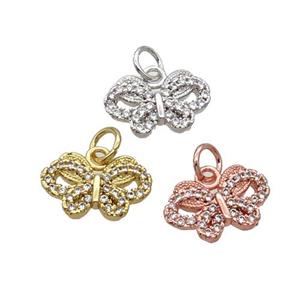 Copper Butterfly Pendant Pave Zircon Mixed, approx 8-12.5mm