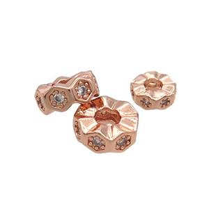 Copper Heishi Spacer Beads Pave Zircon Rose Gold, approx 6mm