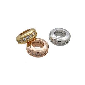 Copper Rondelle Spacer Beads Pave Zircon Mixed, approx 6mm