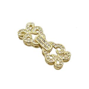 Copper Clasp Pave Zircon Gold Plated, approx 10-25mm