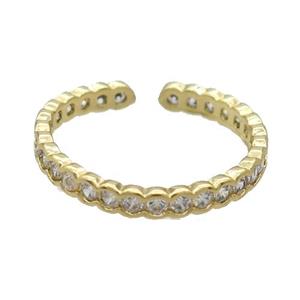 Copper Ring Pave Zircon Gold Plated, approx 18mm dia