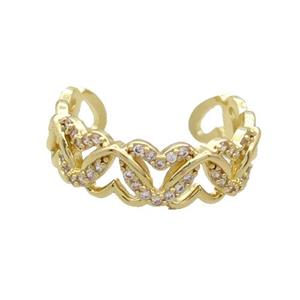 Copper Ring Pave Zircon Gold Plated, approx 7mm, 18mm dia