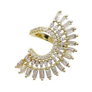 Copper Ring Pave Zircon Gold Plated, approx 20-34mm, 18mm dia