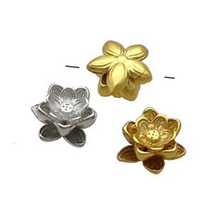 Copper Lotus Beads Flower Mixed, approx 9mm