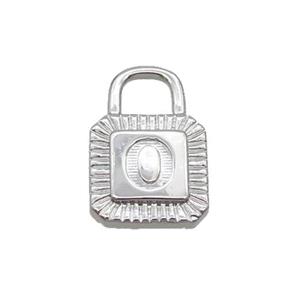 Copper Lock Pendant O-Letter Platinum Plated, approx 10-15mm