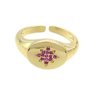 Copper Ring Pave Zircon NorthStar Gold Plated, approx 10-13mm, 18mm dia