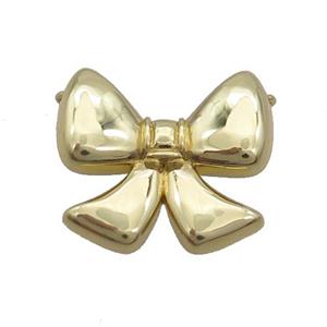 Copper Bowknot Pendant 2loops Gold Plated, approx 22-25mm