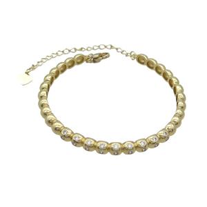 Copper Bangle Pave Zircon Gold Plated, approx 50mm dia