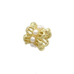 Copper Capbeads Pave Pearlized Plastic Double Gold Plated, approx 6mm