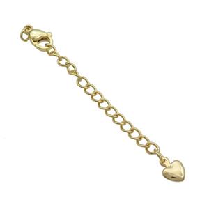 Copper Necklace Extender Chain Heart Gold Plated, approx 50mm length