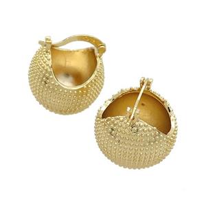 Copper Latchback Earrings Textured Gold Plated, approx 21mm