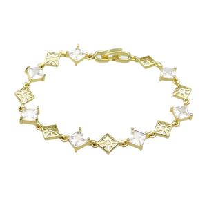 Copper Bracelets Pave Zircon Gold Plated, approx 9mm, 18cm length