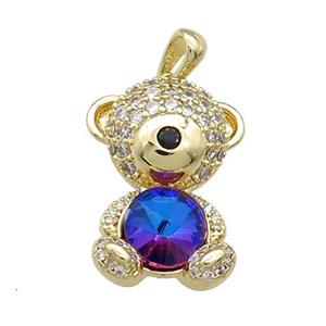 Copper Mouse Pendant Pave Zircon Crystal Glass Gold Plated, approx 16-22mm
