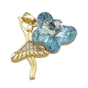 Copper Beauty Pendant Pave Crystal Glass Zircon Gold Plated, approx 15-18mm, 25-30mm