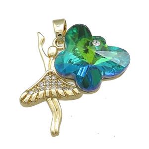 Copper Beauty Pendant Pave Crystal Glass Zircon Gold Plated, approx 15-18mm, 25-30mm