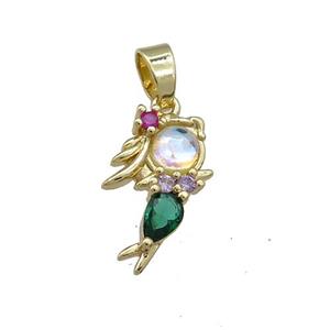 Copper Cute Girls Pendant Pave Zircon Gold Plated, approx 10-18mm