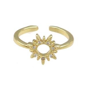 Copper Rings Pave Zircon Sun Gold Plated, approx 10mm, 18mm dia