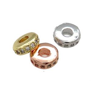 Copper Heishi Spacer Beads Pave Zircon Rondelle Mixed, approx 8mm